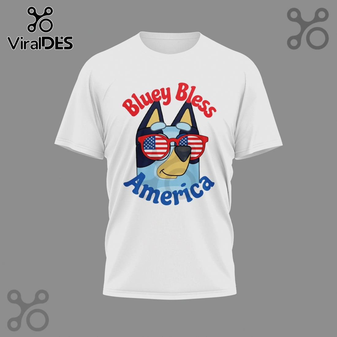 Bluey Bless America 250th Anniversary Patriotic Graphic T-Shirt