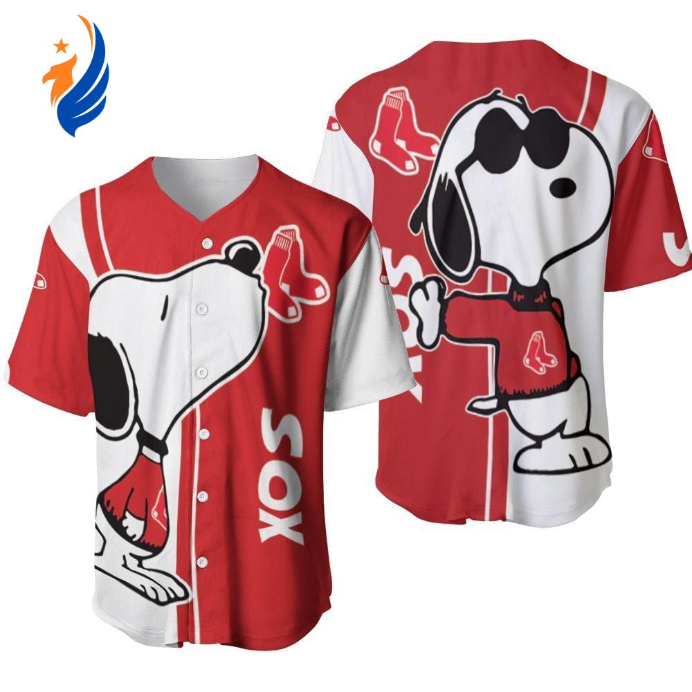 Boston Red Sox Snoopy Lover Printed Baseball Jersey Gift for Men Dad - Gift for Women Men - Bafud