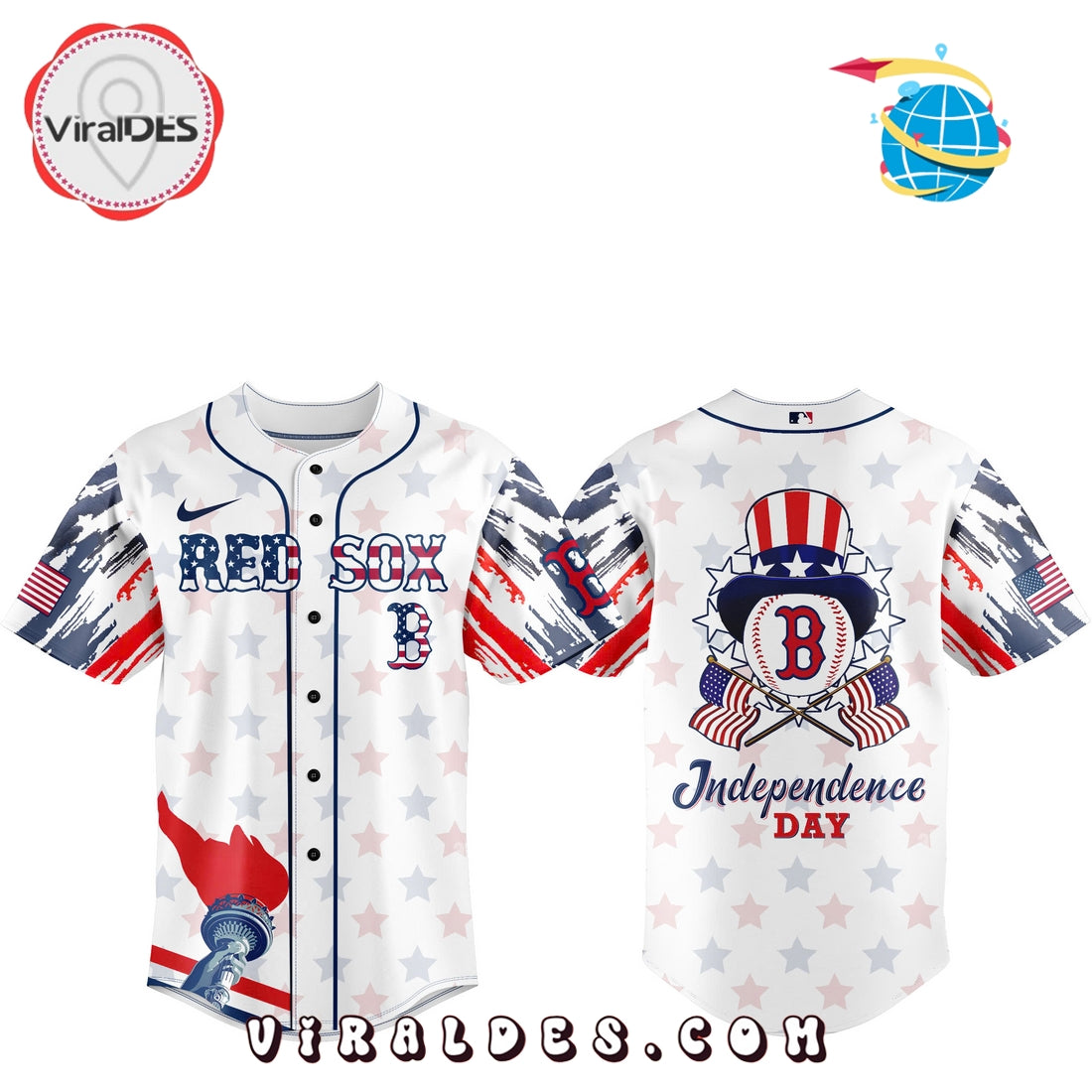 Boston Red Sox x 4th Of July Independence Baseball Jersey
