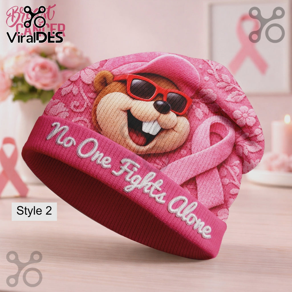 Breast Cancer Awareness Together We Fight Pink Dog Beanie Hat