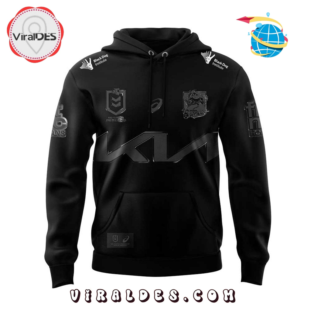 Brisbane Broncos Old Logo Black Hoodie 2025
