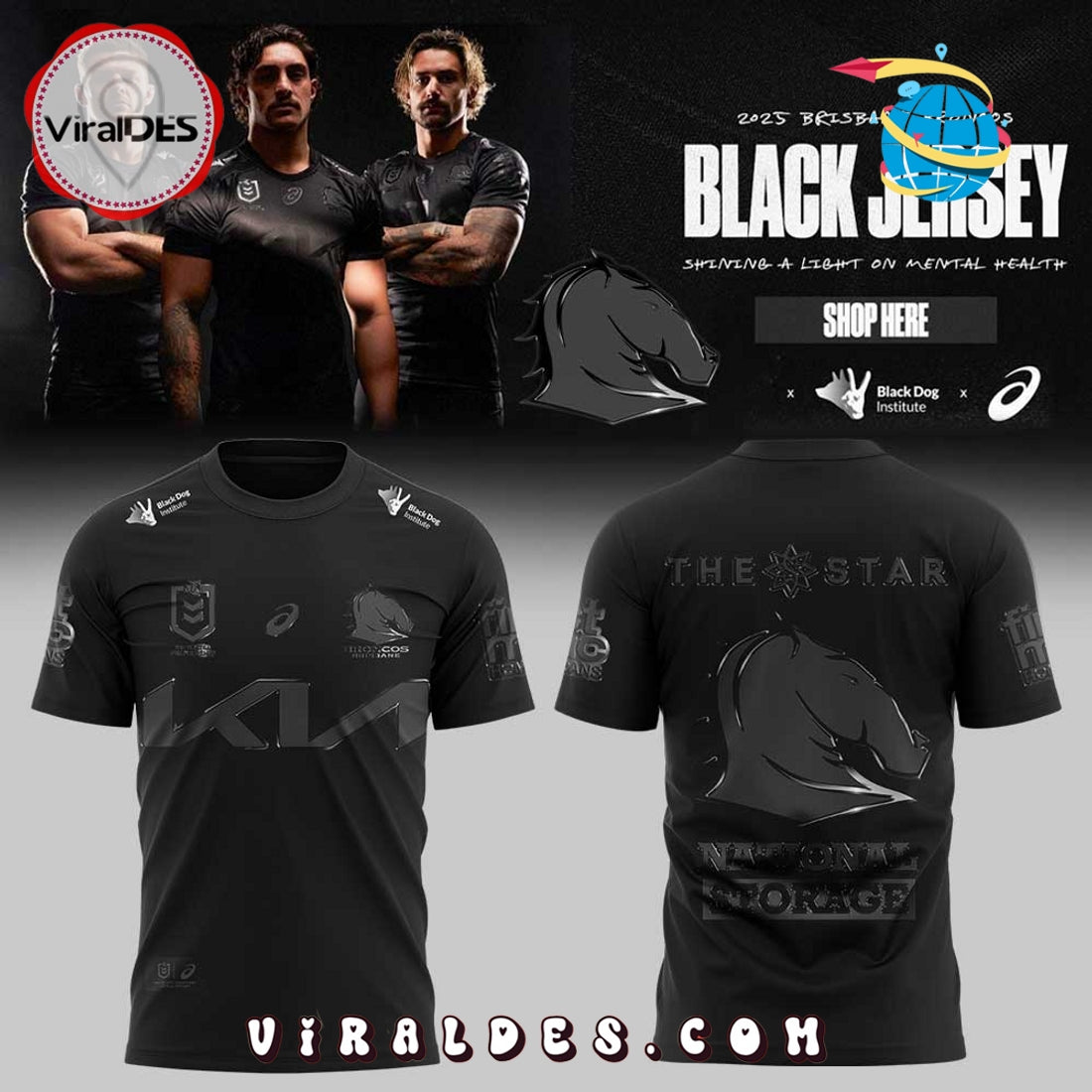 Brisbane Broncos Our Black Uniform Hoodie 2025