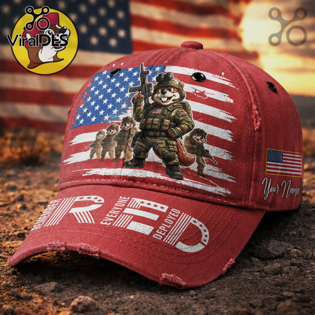 BUC RED Remember Everyone Deployed American Flag Graphic Classic Cap
