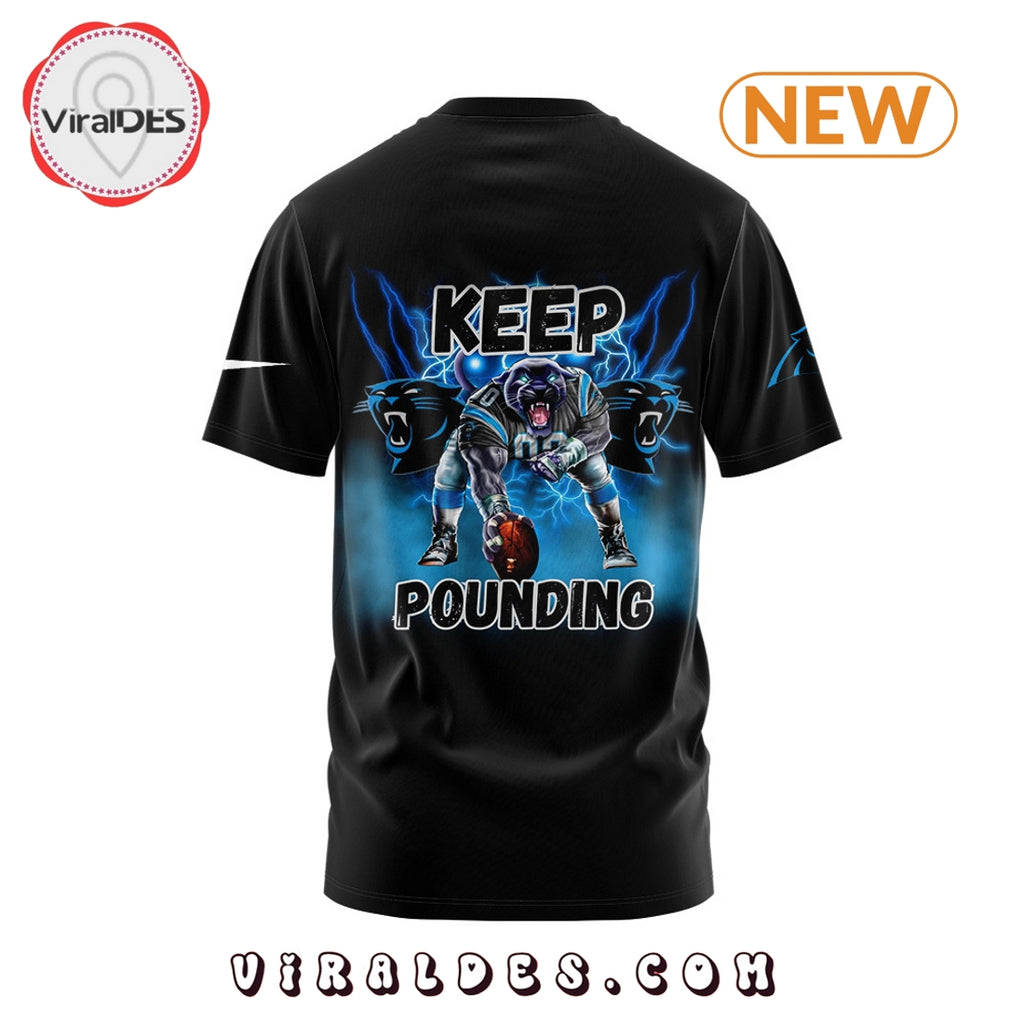 Carolina Panthers Keep Pounding Black T-Shirt, Jogger, Cap