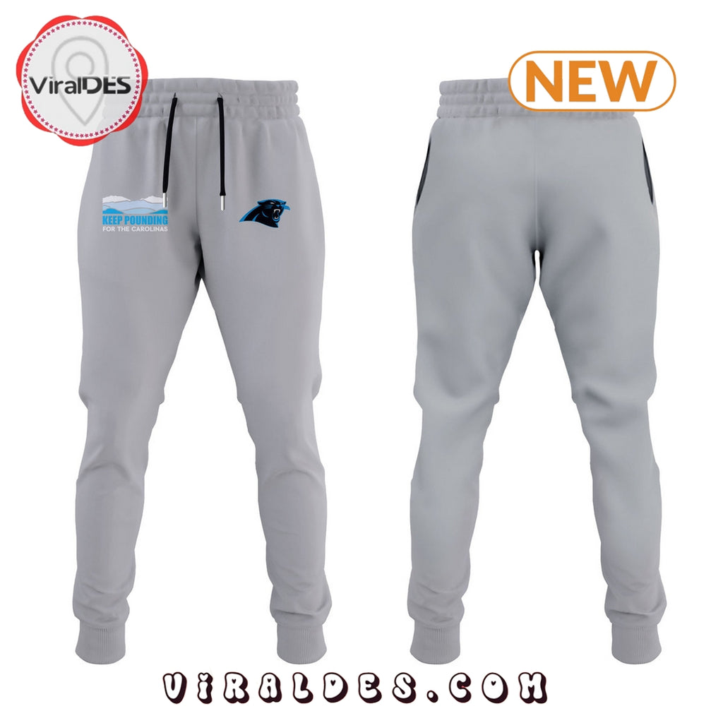 Carolina Panthers Keep Pounding Grey T-Shirt, Jogger, Cap