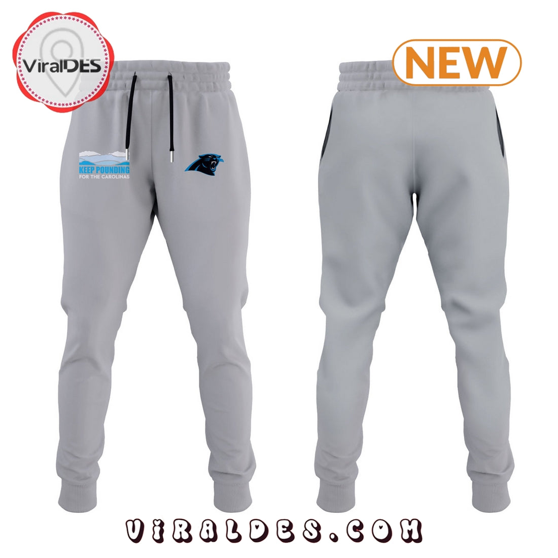 Carolina Panthers Keep Pounding Grey T-Shirt, Jogger, Cap