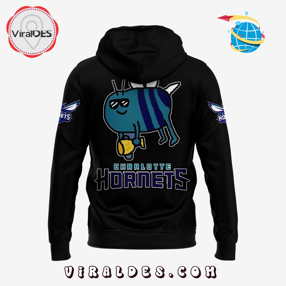 Charlotte Hornets New Bee Wins Logo Black Hoodie