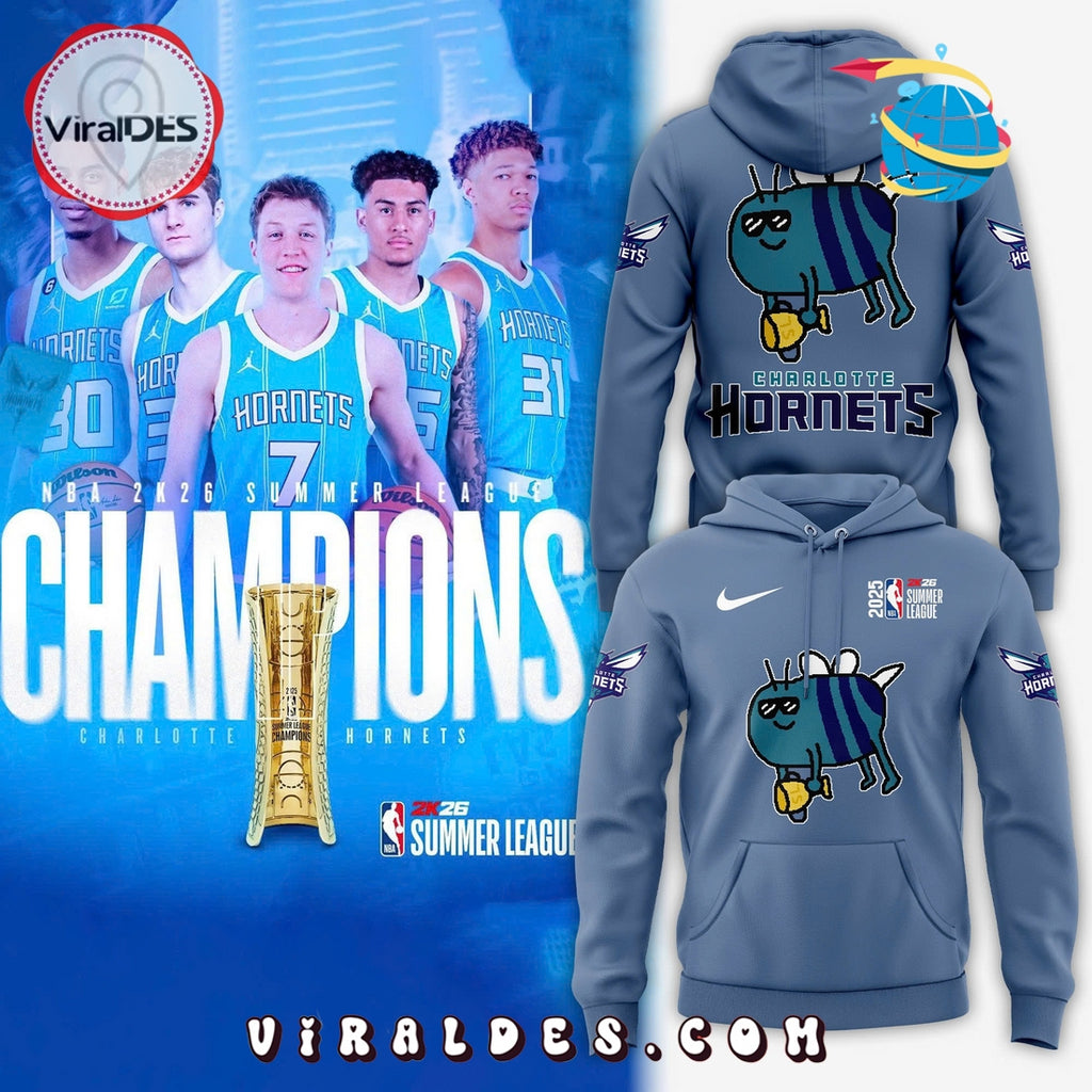 Charlotte Hornets New Bee Wins Logo Blue Hoodie