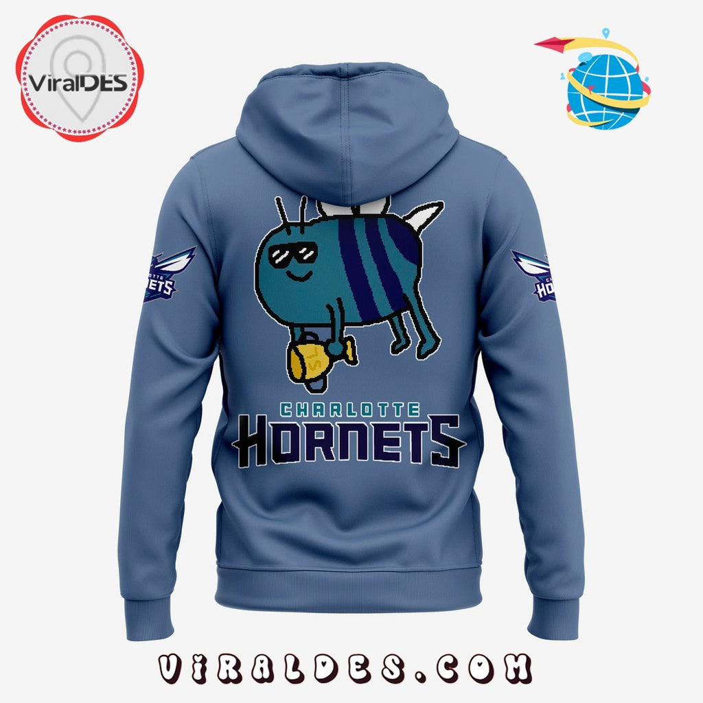 Charlotte Hornets New Bee Wins Logo Blue Hoodie