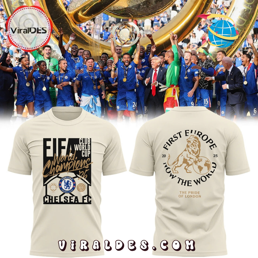 Chelsea 2025 FIFA Club World Cup Champions Cream Shirt