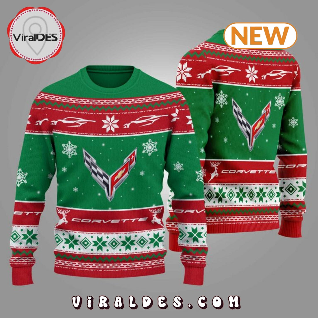 Chevrolet Corvette 2024 Christmas Green Ugly Sweater