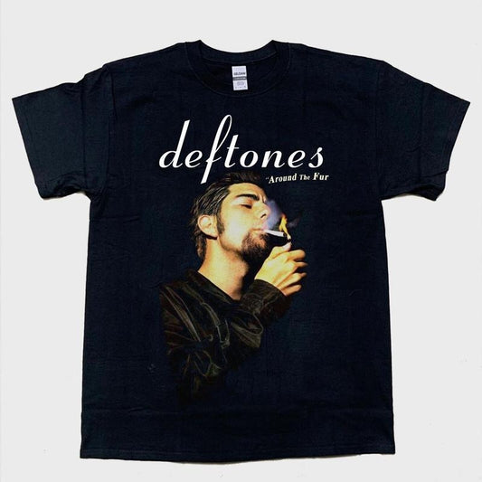 chino moreno smoking deftones music band t-shirt black gift for fan