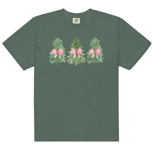 christmas trees with pink bows Comfort Colors Women's Oversized Christmas Shirt - Festive Printed Design - Cotton, Comfortablestyle{n002}2