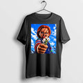 Chucky Childs Play Character Holding Flowers Against Blue Sky 0 Tshirts Sweater
