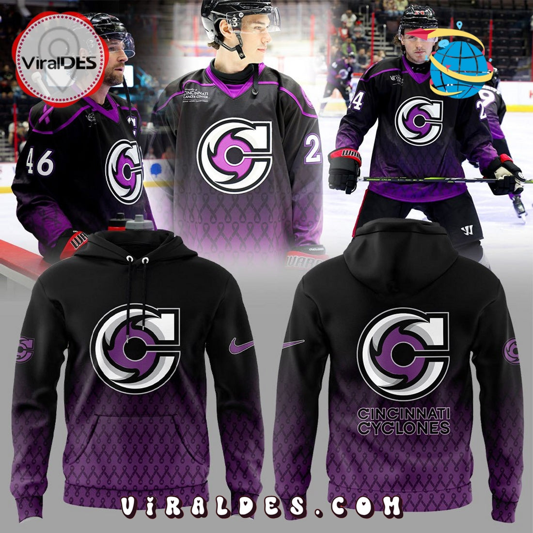 Cincinnati Cyclones Fight Cancer Hoodie, Pants