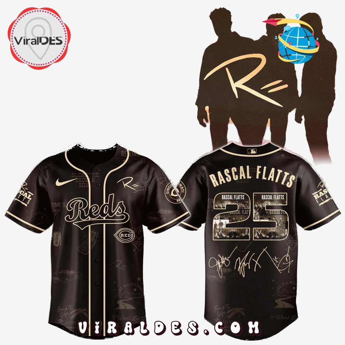 Cincinnati Reds MLB x Rascal Flatts Life Is a Highway Tour Jersey