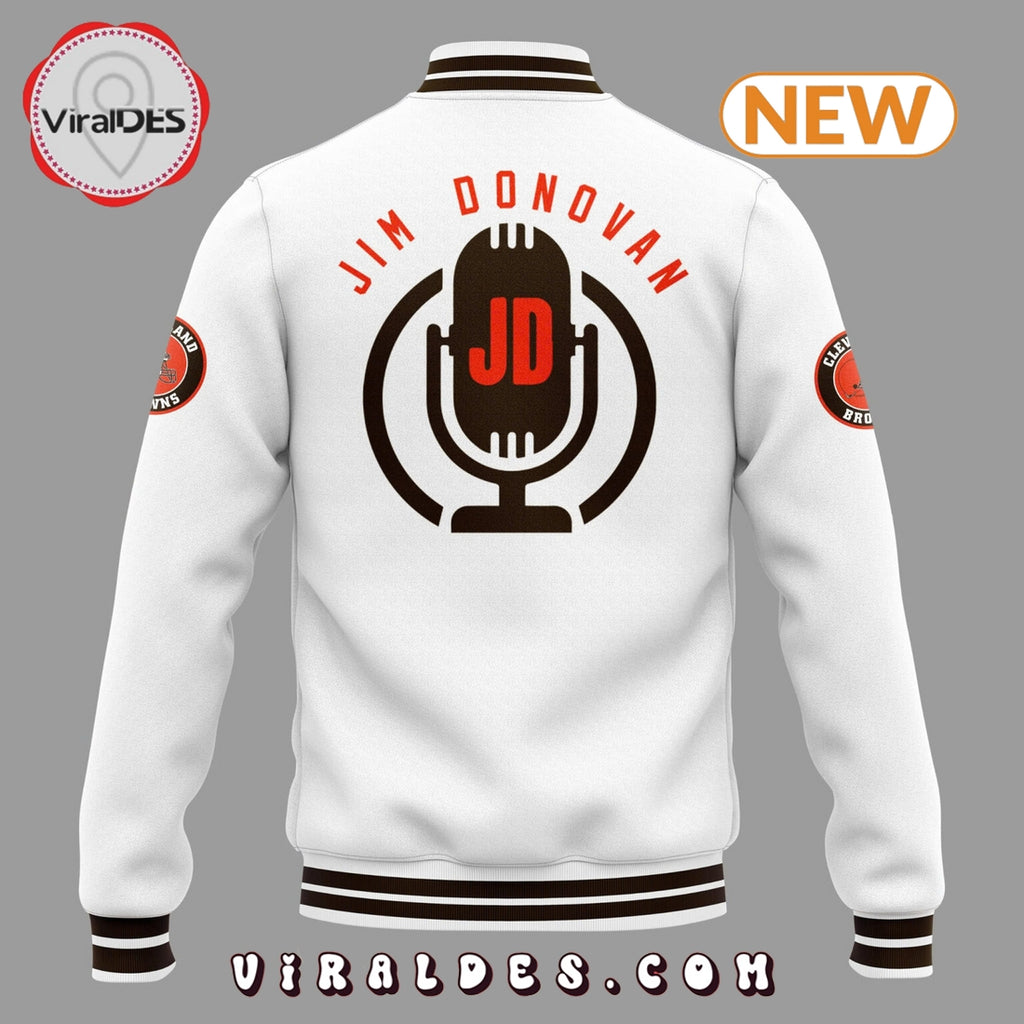 Cleveland Browns Jim Donovan Voice Baseball Jacket