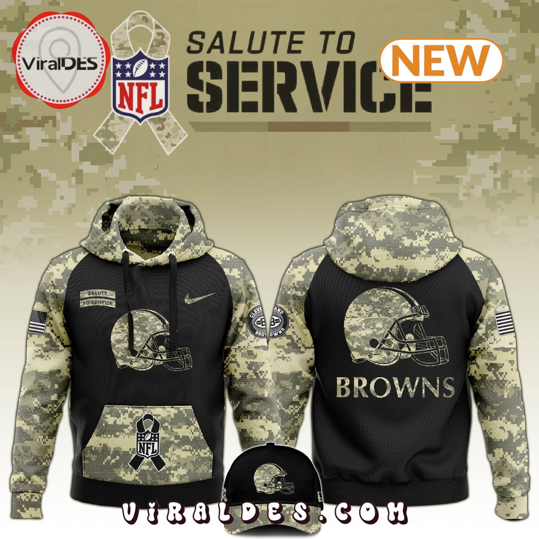 Cleveland Browns Salute to Service Hoodie, Cap