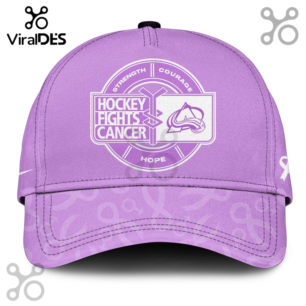 Colorado Avalanche Hockey Fights Cancer Purple Ribbon Hoodie