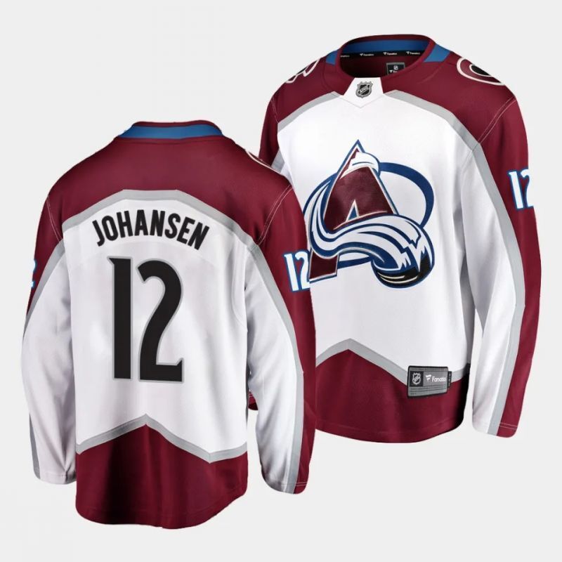 colorado avalanche #12 ryan johansen away white breakaway player jersey