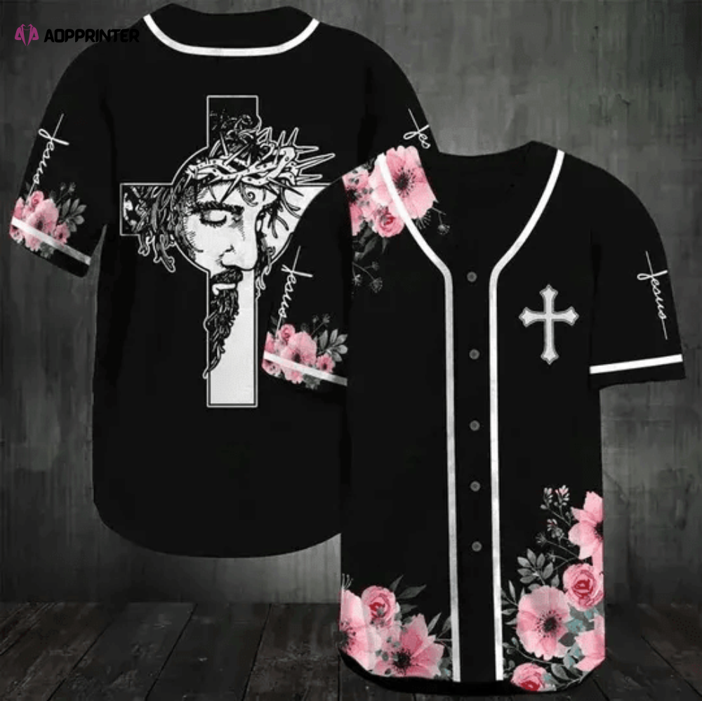 Colorful Christian Jesus God Flower Baseball Jersey Adult Unisex S – 5XL Full Size