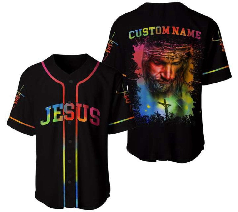 Colorful Jesus Baseball Jersey Vibrant Unisex Design Full Size S-5XL