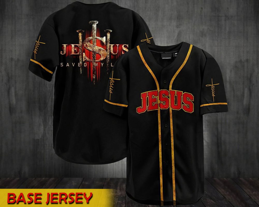 Colorful Jesus Saved My Life Cross Baseball Jersey Adult Unisex S-5XL - Aopprinter