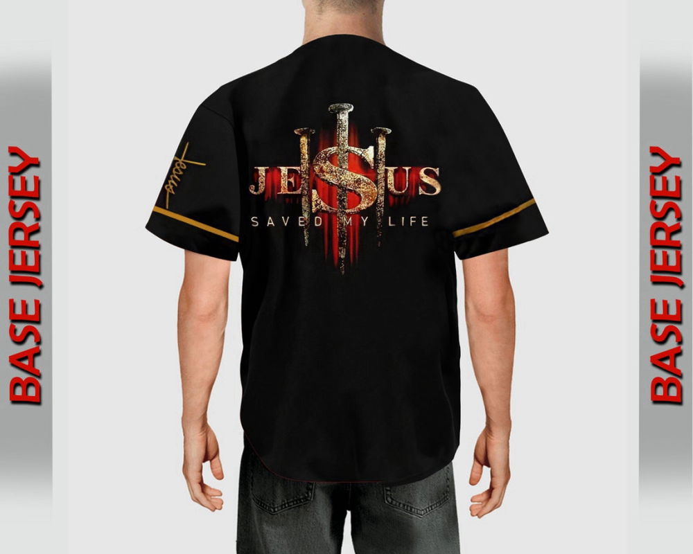 Colorful Jesus Saved My Life Cross Baseball Jersey Adult Unisex S-5XL - Aopprinter