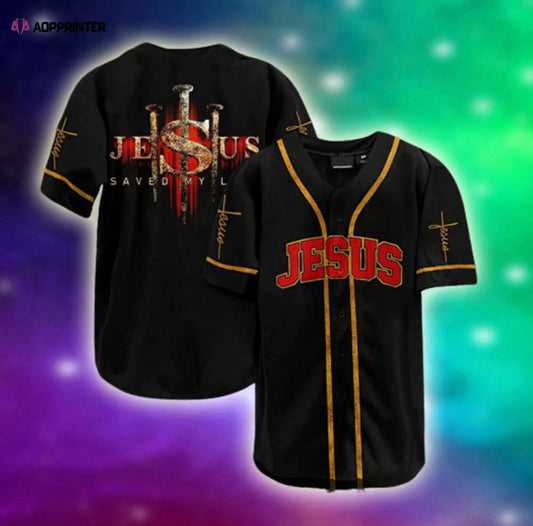 Colorful Jesus Saved My Life Cross Baseball Jersey Adult Unisex S-5XL - Aopprinter