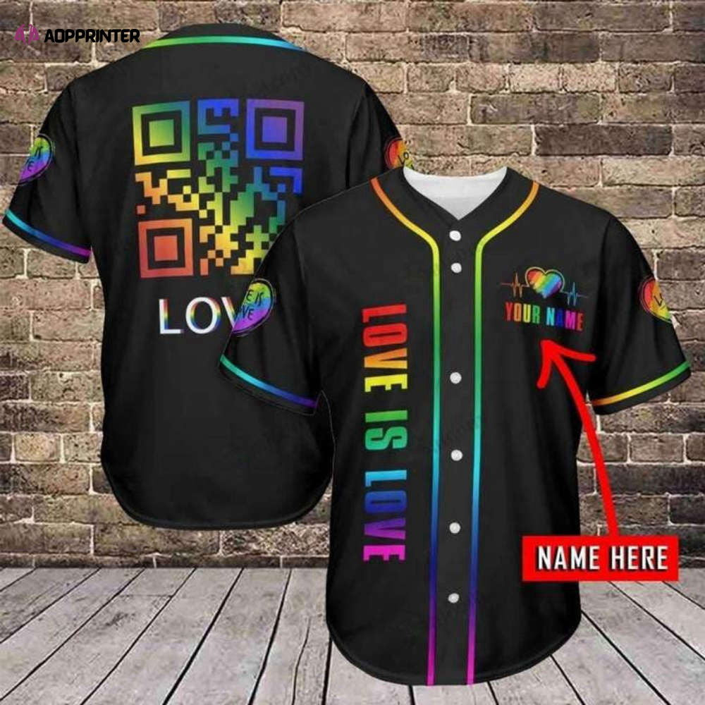 Colorful LGBT QR Love Is Love Baseball Jersey Full Size Unisex S-5XL - Aopprinter