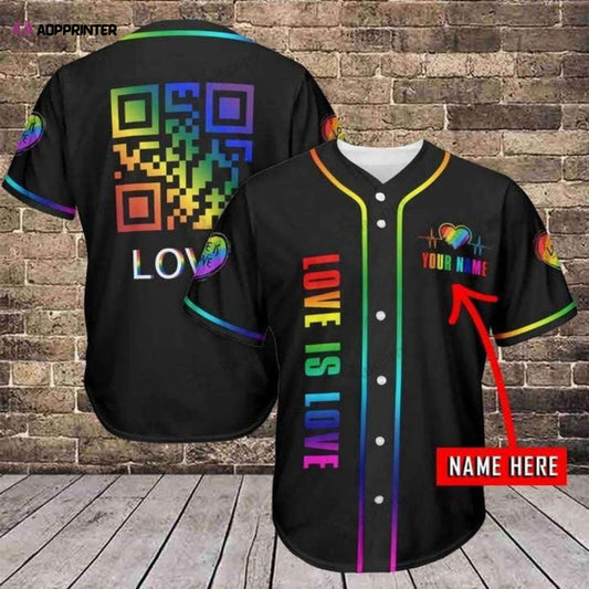 Colorful LGBT QR Love Is Love Baseball Jersey Full Size Unisex S-5XL - Aopprinter