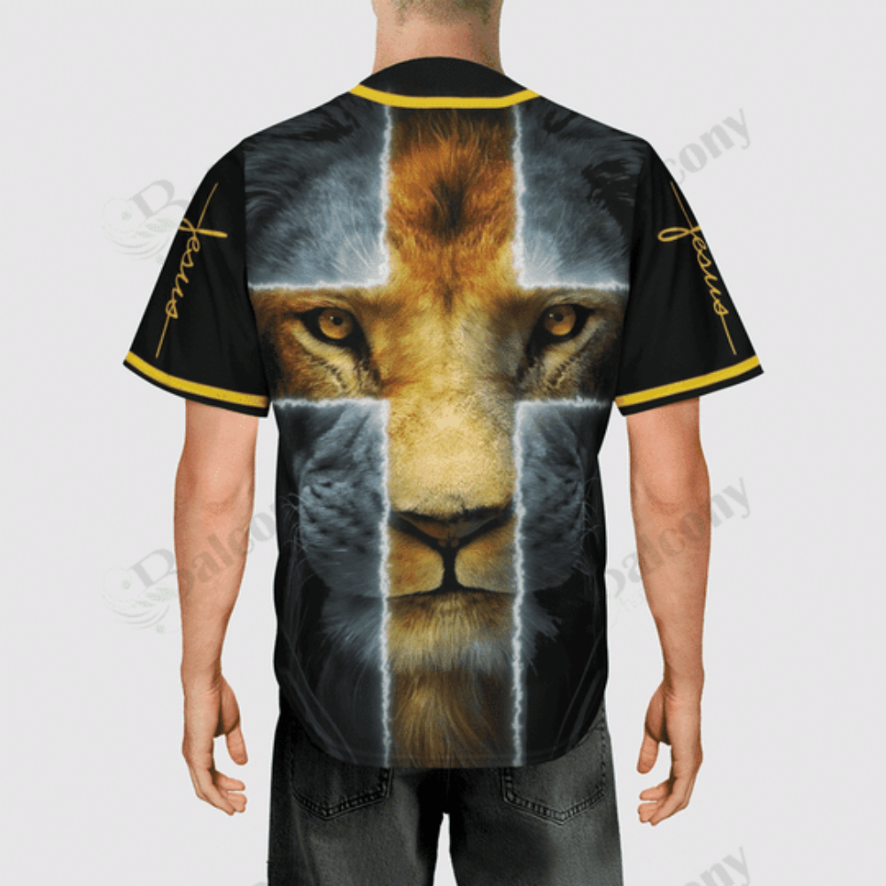 Colorful Lion Cross Jesus Saves Baseball Jersey Adult Unisex S-5XL Sizes - Aopprinter