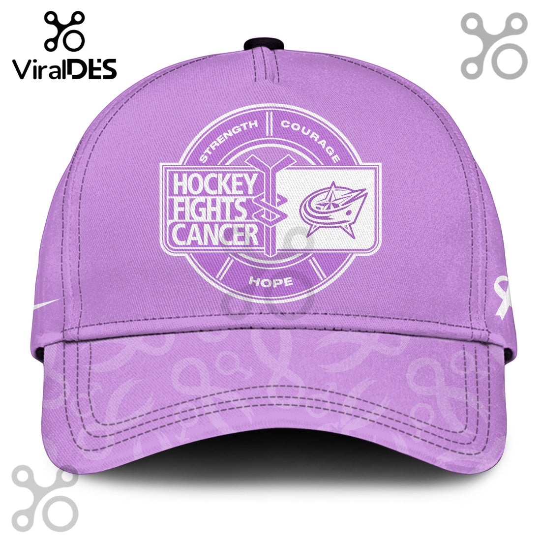 Columbus Blue Jackets Hockey Fights Cancer Purple Ribbon Hoodie