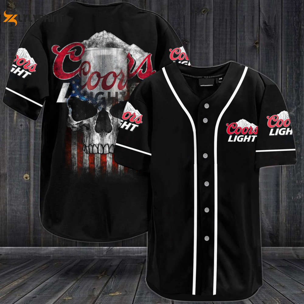 Coors Light USA Flag Skull All Over Print Unisex Baseball Jersey - lylyprint.com