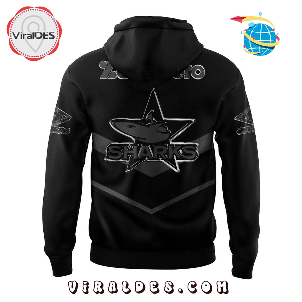 Cronulla Sharks Back In Black Old Logo Hoodie And Pants