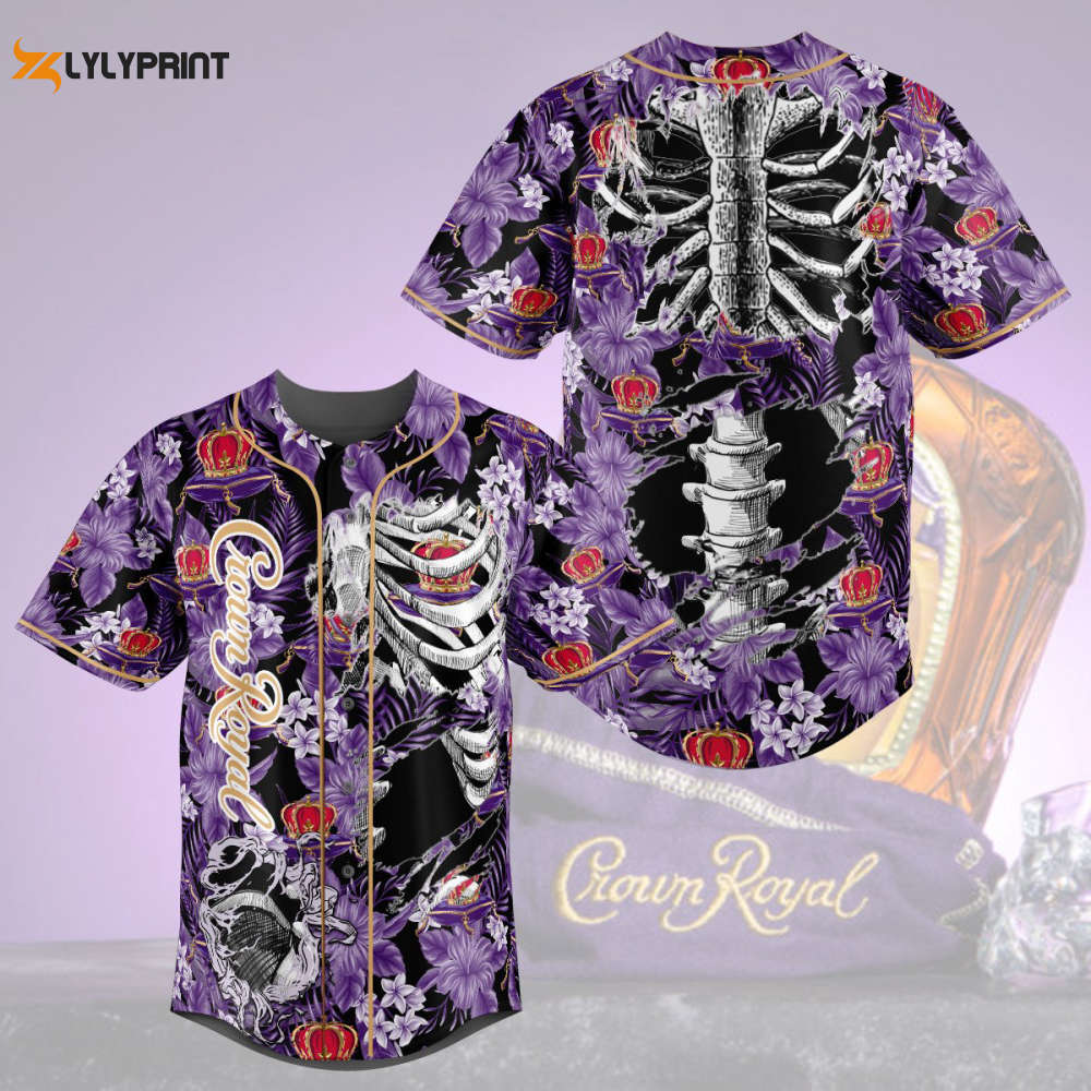 Crown Royal Flowery Skeleton All Over Print Unisex Baseball Jersey - lylyprint.com