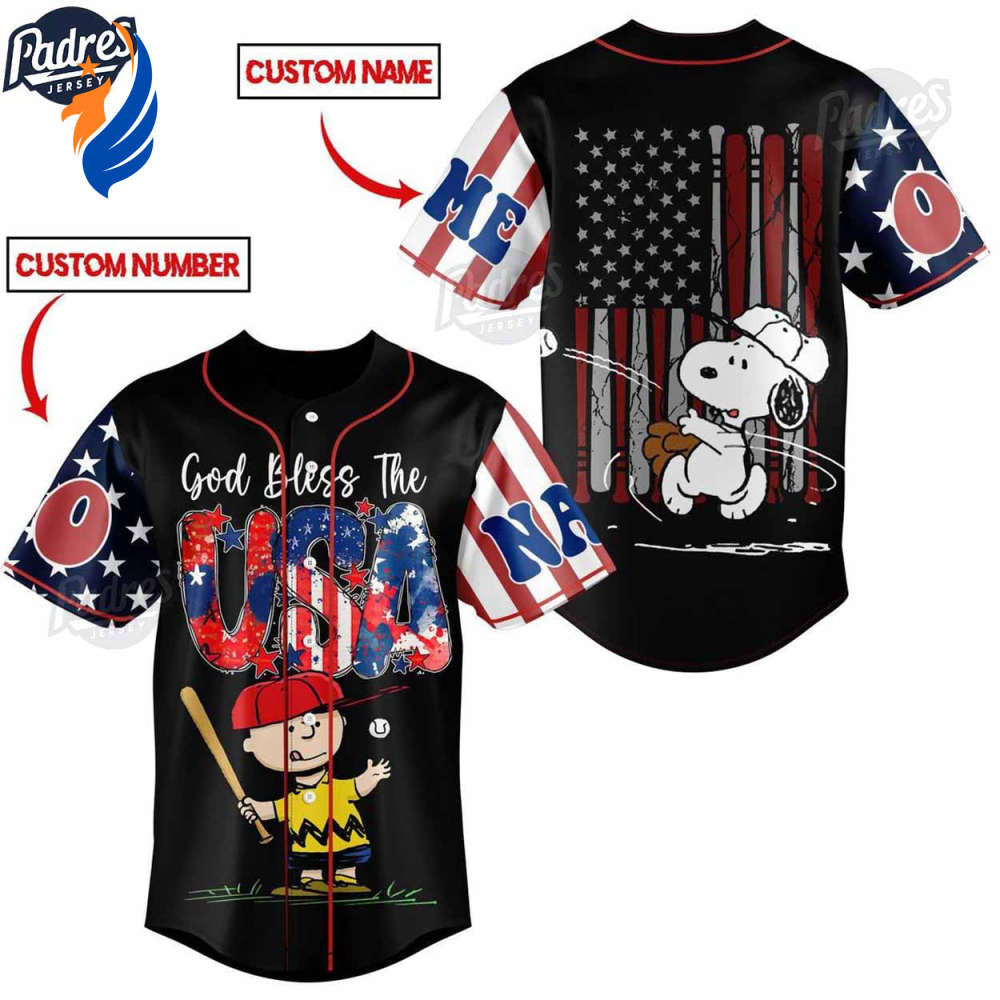 Custom 4th Of July Peanut And Snoopy USA Baseball Jersey - Gift for Women Men - Bafud