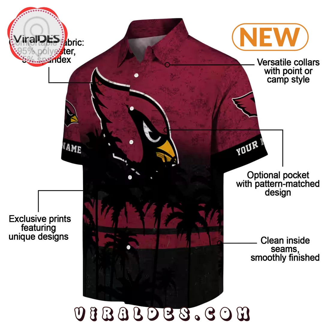 Custom Arizona Cardinals Sunset Style Hawaiian Shirt
