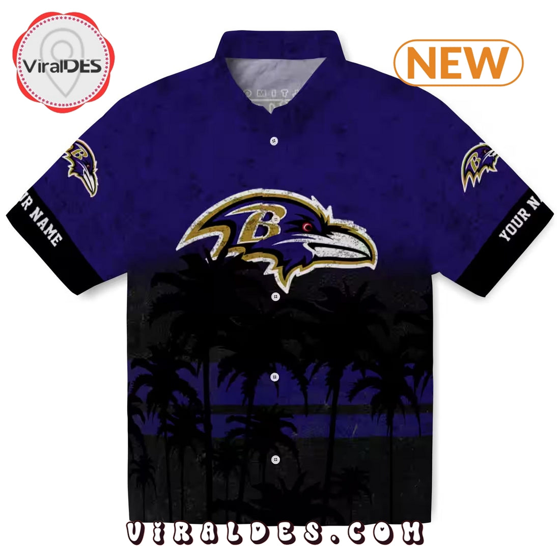 Custom Baltimore Ravens Sunset Style Hawaiian Shirt