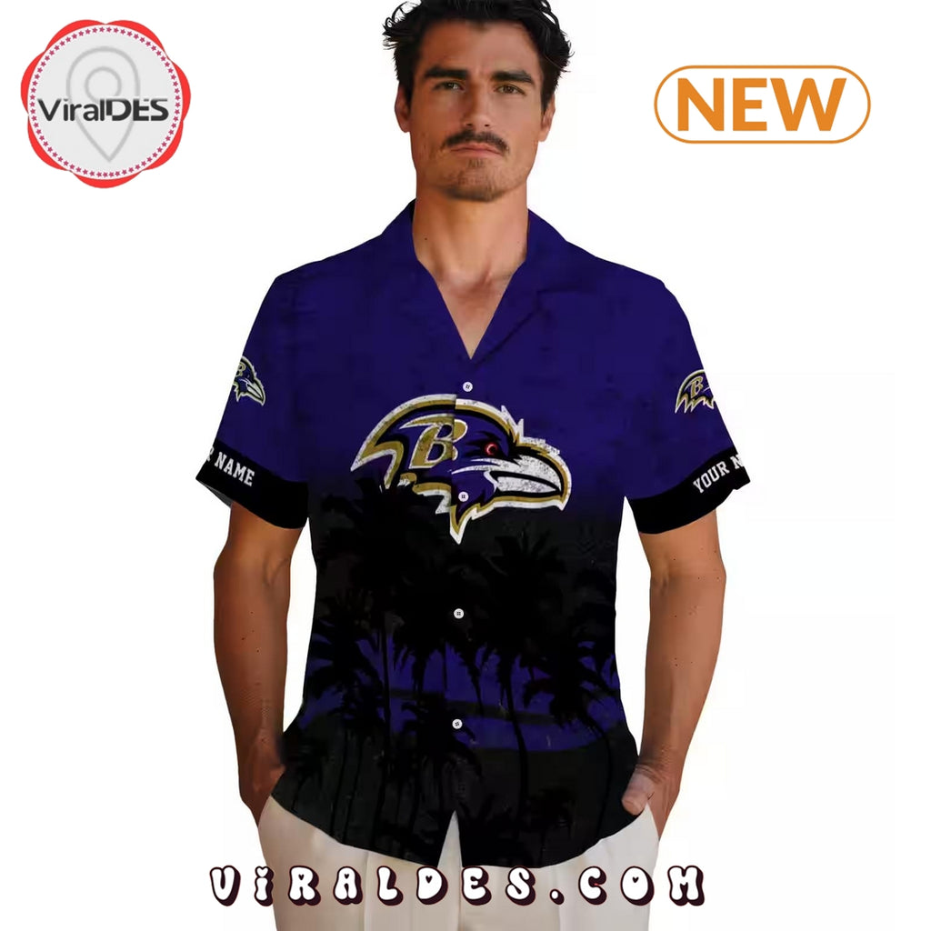 Custom Baltimore Ravens Sunset Style Hawaiian Shirt