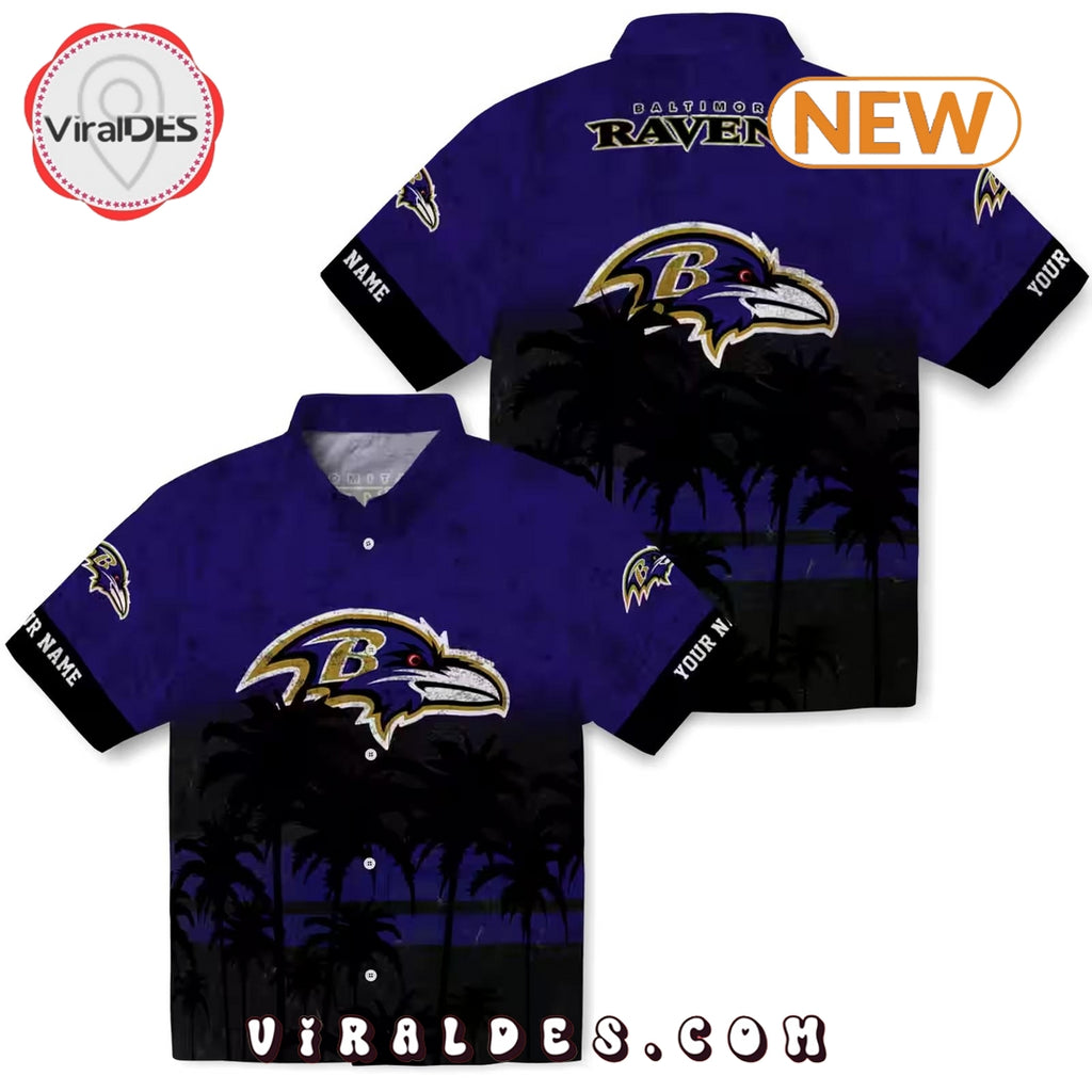 Custom Baltimore Ravens Sunset Style Hawaiian Shirt