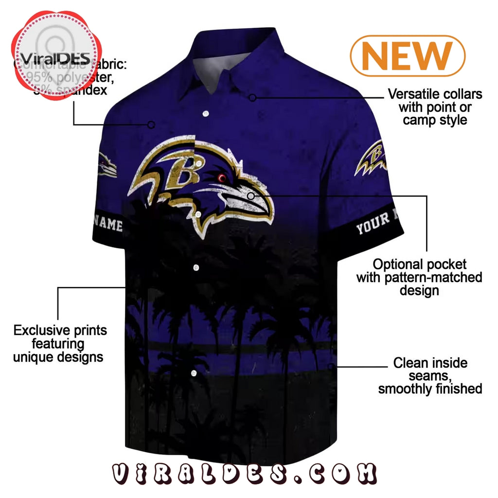 Custom Baltimore Ravens Sunset Style Hawaiian Shirt