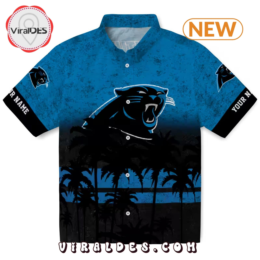 Custom Carolina Panthers Sunset Style Hawaiian Shirt