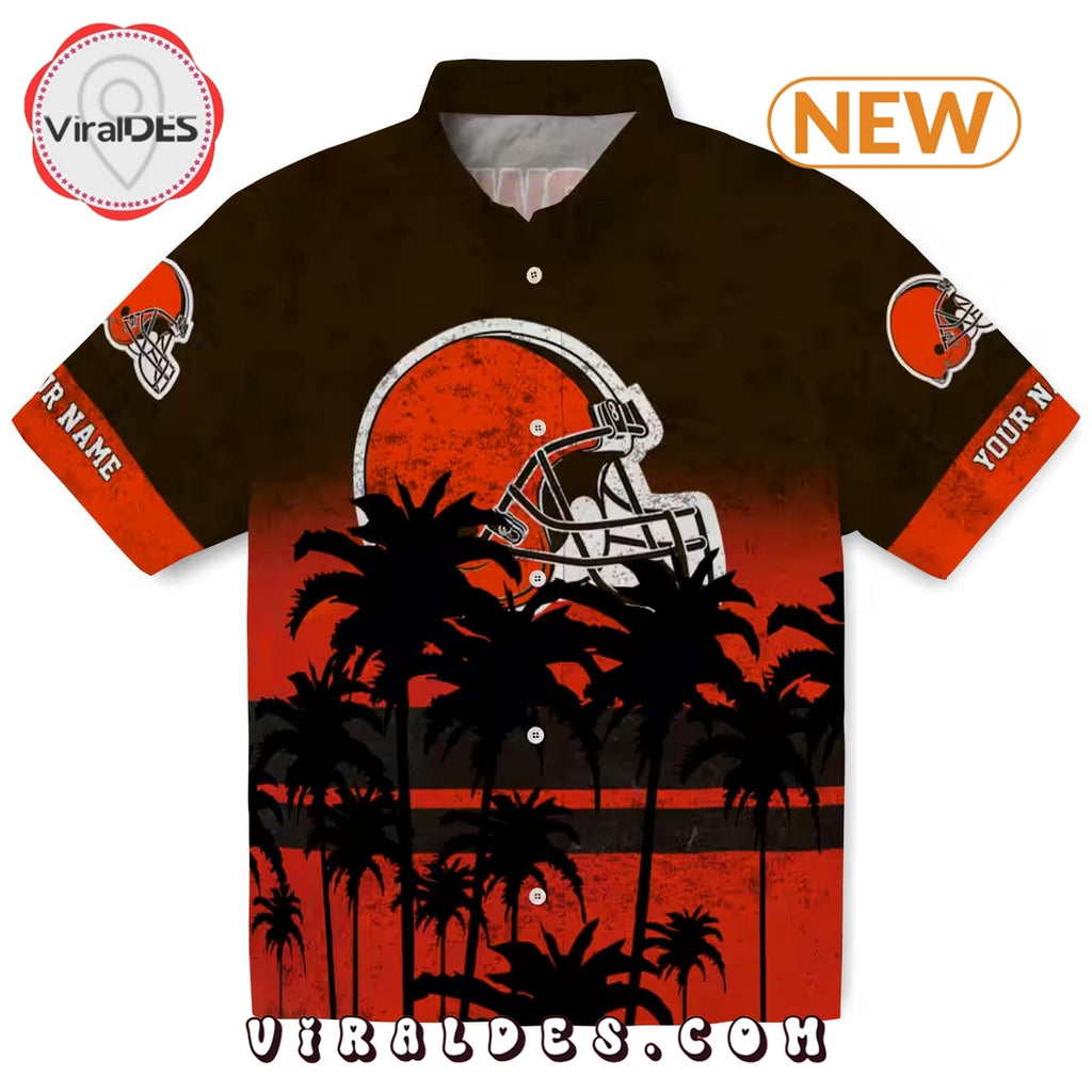 Custom Cleveland Browns Sunset Pattern Hawaiian Shirt