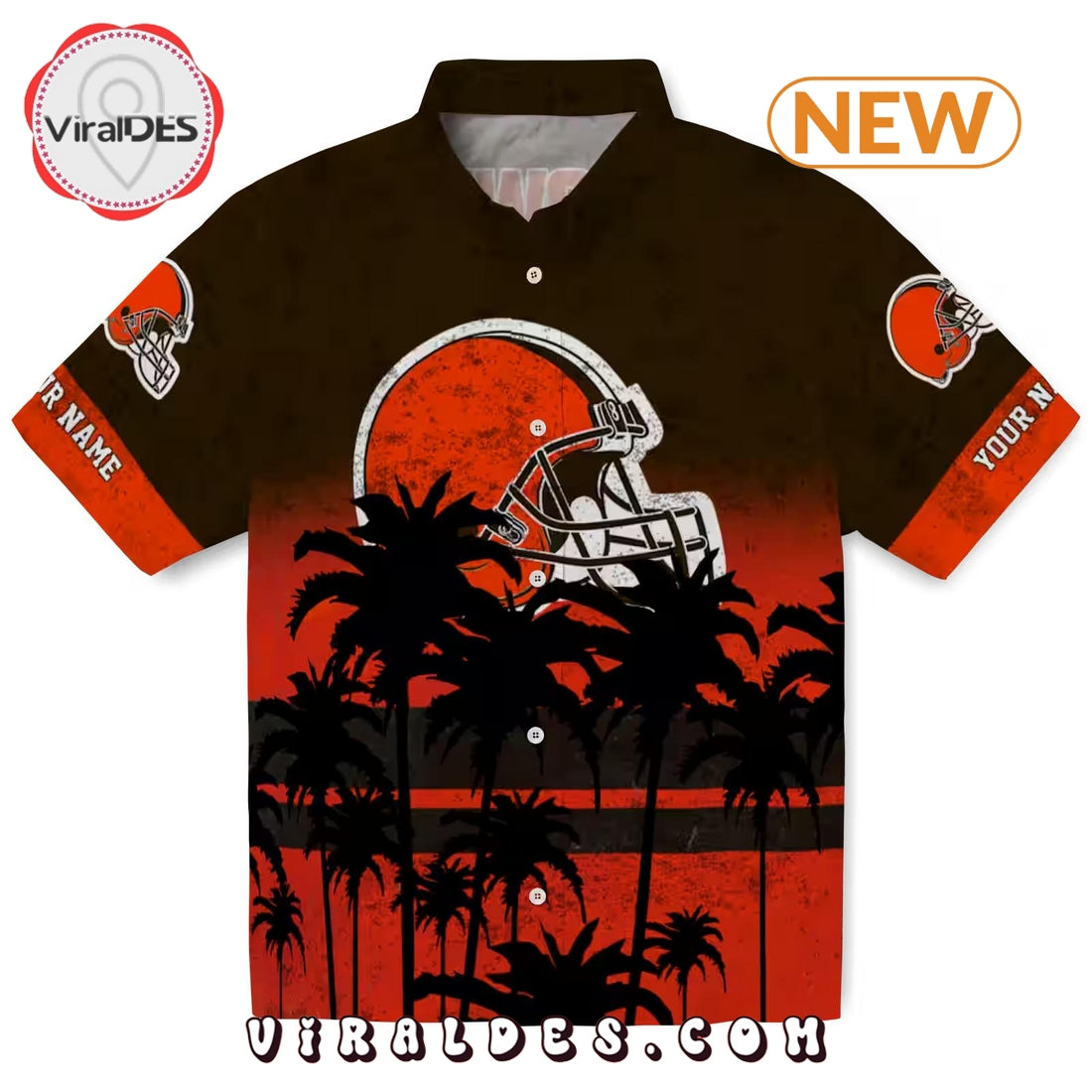Custom Cleveland Browns Sunset Pattern Hawaiian Shirt