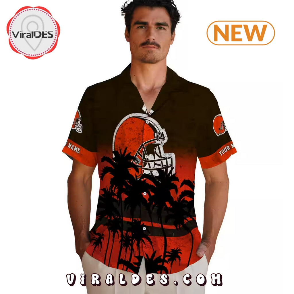 Custom Cleveland Browns Sunset Pattern Hawaiian Shirt