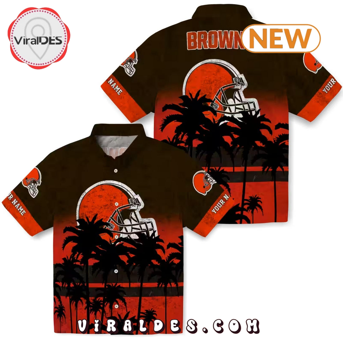 Custom Cleveland Browns Sunset Pattern Hawaiian Shirt