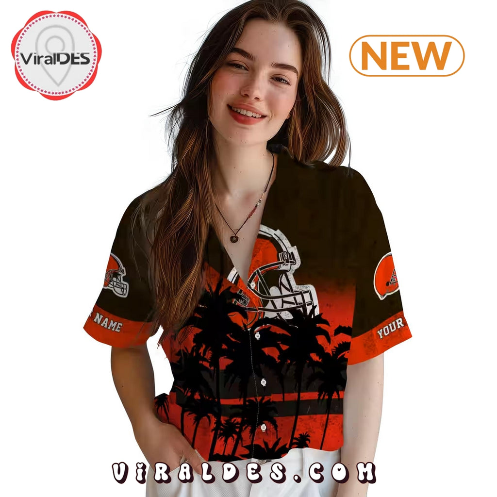 Custom Cleveland Browns Sunset Pattern Hawaiian Shirt