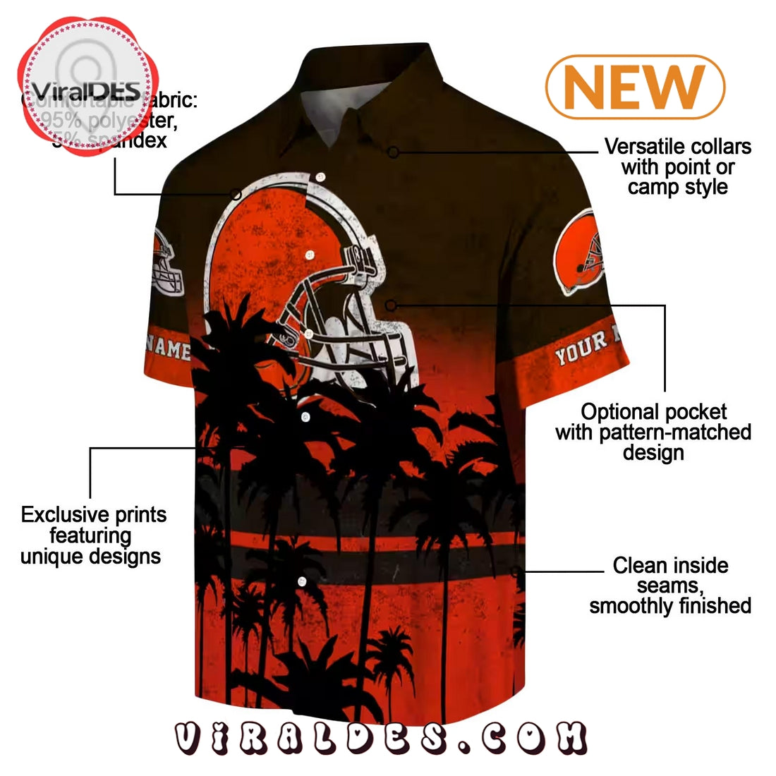 Custom Cleveland Browns Sunset Pattern Hawaiian Shirt