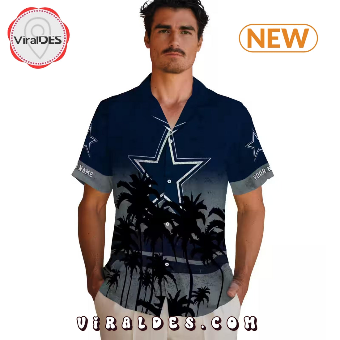 Custom Dallas Cowboys Sunset Pattern Hawaiian Shirt